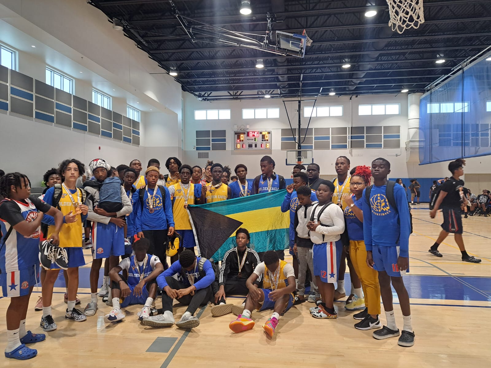 Champions with the flag