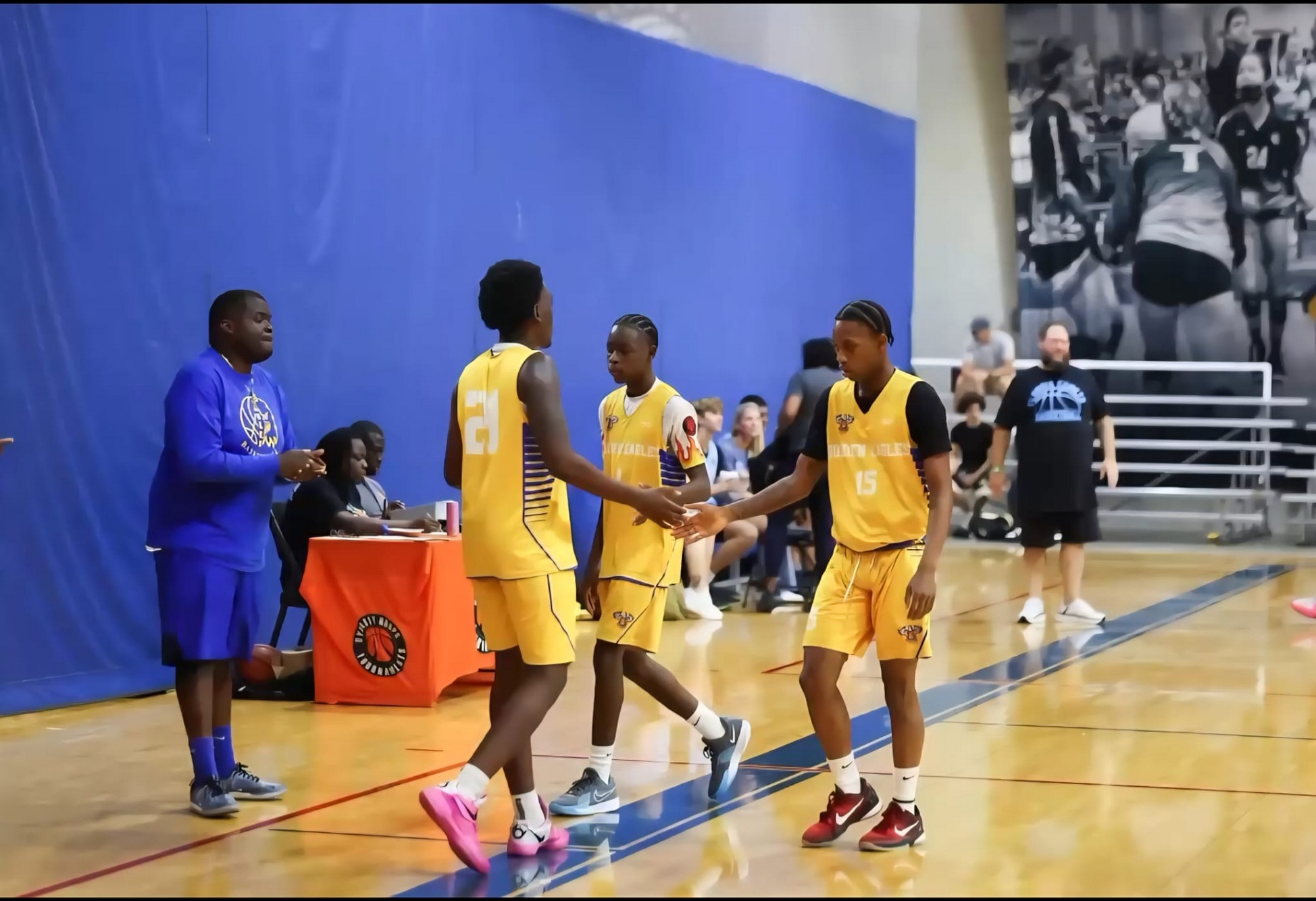 Golden Eagles player rising to the rim